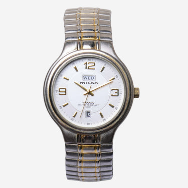 Milan Rewound Silver and Gold Metal Bracelet Quartz Analog Watch