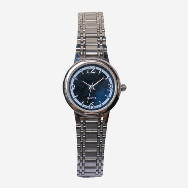 Silver Rewound Black and Silver Metal Bracelet Quartz Analog Watch