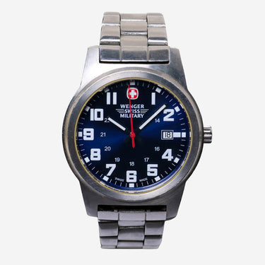 Wenger Rewound Blue and Silver Swiss Military Quartz Analog Watch