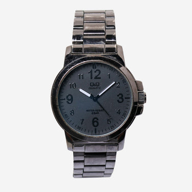 Q&Q Rewound Black Metal Bracelet Quartz Analog Watch