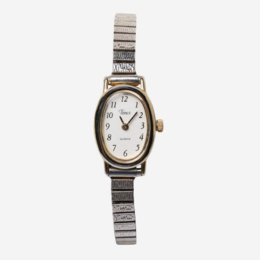 Timex Rewound Ovel Silver and Gold Quartz Analog Watch