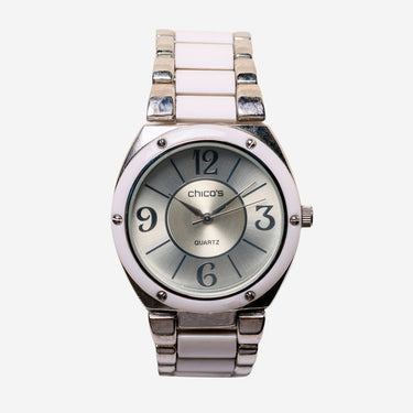 Chico's Rewound Silver and White Quartz Analog Watch