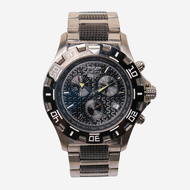 Invicta Rewound Black and Silver Chronograph Quartz Analog Watch