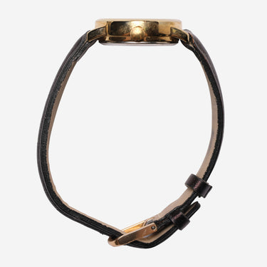 Timex Rewound Indiglo Gold and Black Leather Quartz Analog Watch
