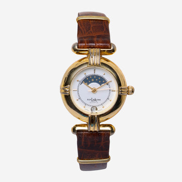 LA Express Rewound Moon and Stars Gold and Brown Quartz Analog Watch