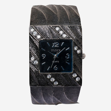 Studio Rewound Black Diamond Bracelet Quartz Analog Watch