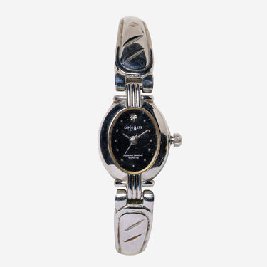 LA Express Rewound Black and Silver Diamond Quartz Analog Watch