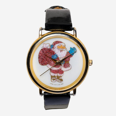 Rewound Gold and Black Santa Quartz Analog Watch