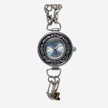 Geneva Rewound Elite Silver Round Metal Chain Bracelet Quartz Analog Watch