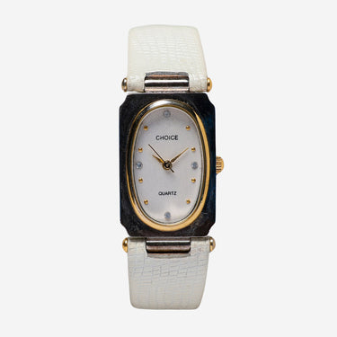 Choice Rewound Square Gold and White Quartz Analog Watch