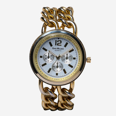 Gino Milano Rewound Gold Metal Chain Bracelet Quartz Analog Watch