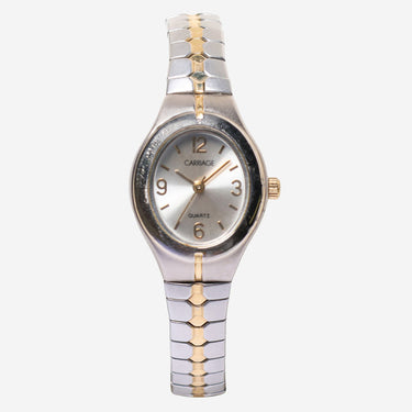 Carriage Rewound Silver and Gold Bracelet Quartz Analog Watch 25mm