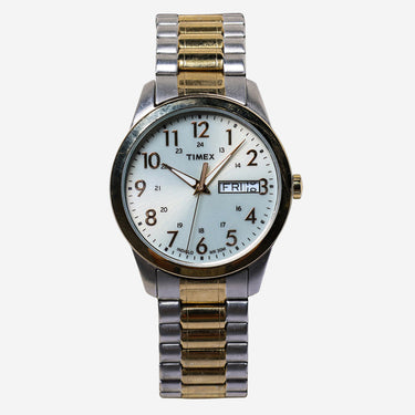 Timex Rewound Silver and Gold with Date Quartz Analog Watch 35mm