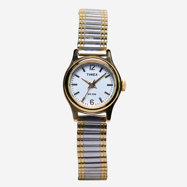 Timex Rewound WR 30M Gold and Silver Metal Bracelet Quartz Analog Watch 20mm
