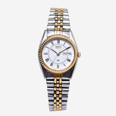 Seiko Rewound Silver and Gold with Date Metal Bracelet Quartz Analog Watch 20mm