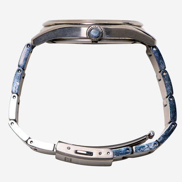 Seiko Rewound Titanium Silver Metal Bracelet Quartz Analog Watch 40mm