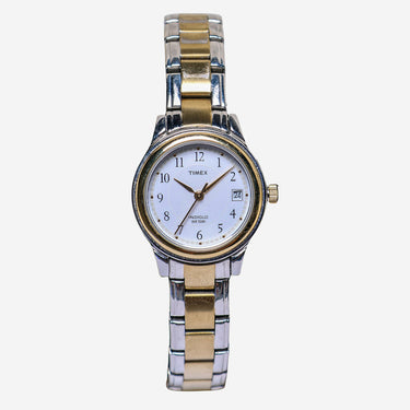 Timex Rewound Gold and Silver with Date Metal Bracelet Quartz Analog 30mm