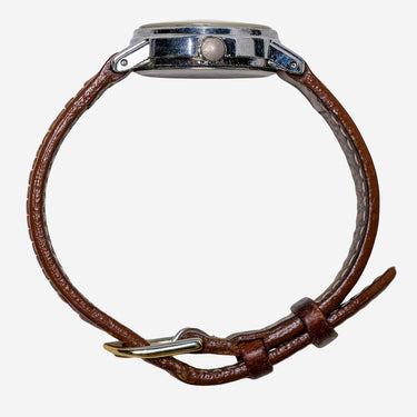 Timex Rewound Indiglo Silver, Yellow and Brown Quartz Analog Watch 25mm