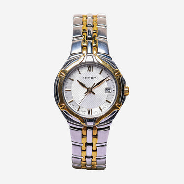 Seiko Rewound Gold and Silver Colored Quartz Analog Watch 25mm