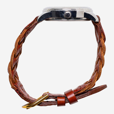 Timex Rewound Silver and Brown Colored Quartz Analog Watch 30mm