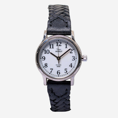 Timex Rewound Indiglo Silver Colored and Black Quartz Analog Watch 25mm