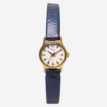 Timex Rewound Small Round Gold Colored and Black Quartz Analog Watch 20mm