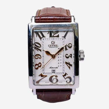 Gevril Rewound Silver Colored and Brown Automatic Watch 35mm