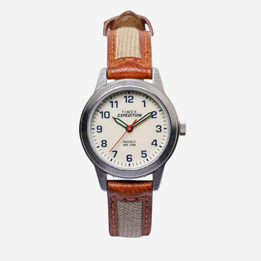 Timex Rewound Expedition Silver Colored, Brown and Tan Quartz Analog Watch 25mm