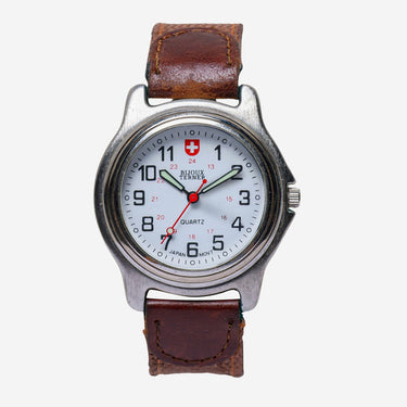 Bijoux Terner Rewound Silver Colored and Brown Quartz Analog Watch 35mm