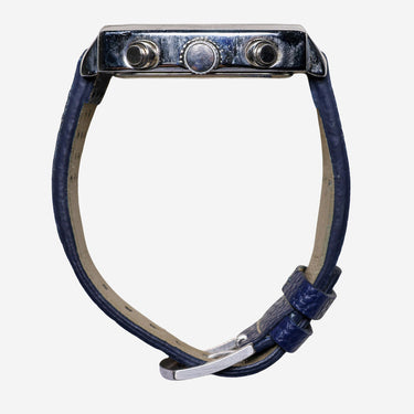 Megir Rewound Square Silver Colored and Blue Quartz Analog Watch 40mm