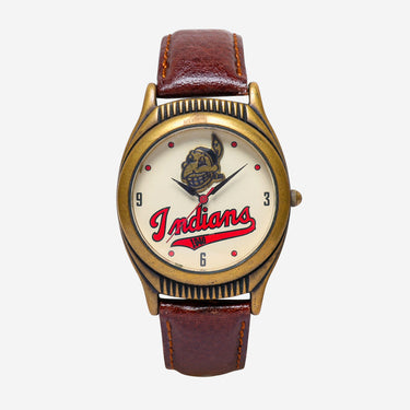 Fossil Rewound Cleveland Indians Gold Colored and Brown Quartz Analog Watch 30mm