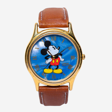 Lorus Rewound Micky Mouse gold Colored and Brown Quartz Analog Watch 30mm