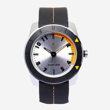 Fastrack Rewound Black and Orange Quartz Analog Watch 45mm