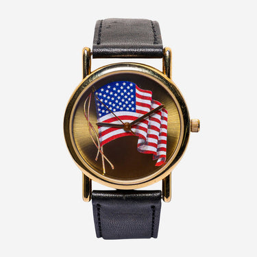 Valdawn Rewound American Flag Gold Colored and Black Quartz Analog Watch 30mm