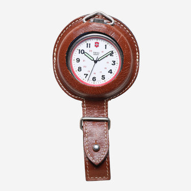 Swiss Army Rewound Brown Leather Pocket Quartz Analog Watch 60mm