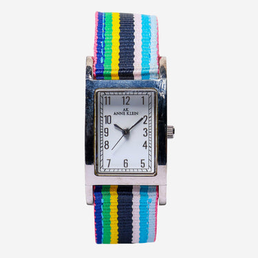 Anne Klein Rewound Silver and Muti-Colored Quartz Analog 20mm
