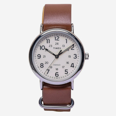 Timex Rewound Silver and Brown Quartz Analog Watch 40mm