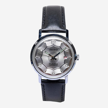Zeno Rewound Silver and Black Automatic Watch 35mm