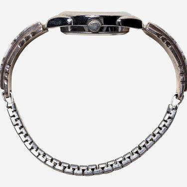 Rewound Silver Colored Metal Bracelet Quartz Analog Watch 25mm