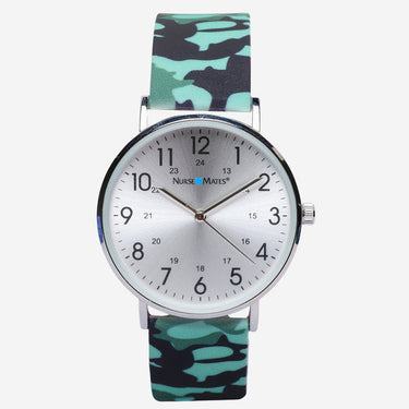 Nurse Mates Rewound Silver Colored and Camouflage Quartz Analog Watch 35mm