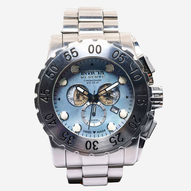 Invicta Rewound Large Reserve Silver Colored and Blue Quartz Analog Watch 55mm