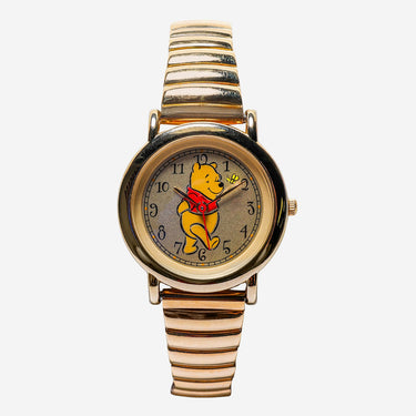 Timex Rewound Winnie the Pooh Gold Colored Metal Bracelet quartz Analog Watch 30mm