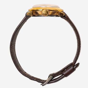 Timex Rewound Gold Colored and Brown Mechanical Watch 25mm
