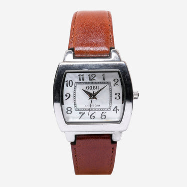Ecclissi Rewound Brown and Silver Colored Quartz Analog Watch 30mm