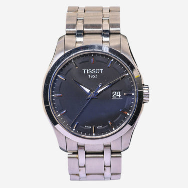 Tissot Rewound Black and Silver Colored Metal Bracelet Quartz Analog Watch 40mm
