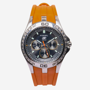 Fossil Rewound Silver Colored and Orange Quartz Analog Watch 40mm