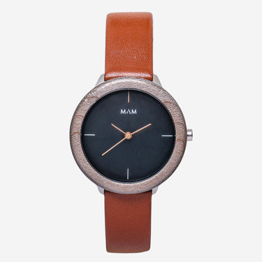 MAM Rewound Black and Brown Quartz Analog Watch 35mm