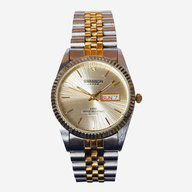 Swanson Rewound Silver and Gold Colored Quartz Analog Watach