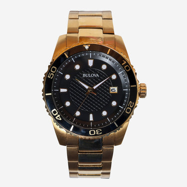 Bulova Rewound Black and Gold Quartz Analog Watch