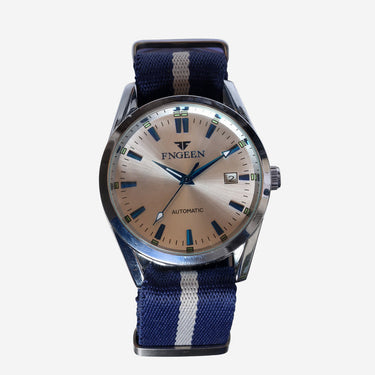 Fngeen Rewound Silver and Blue Automatic Watch